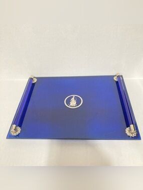 Vintage AVON “Moonwind” Cobalt Blue Vanity Tray with Silver Accent
